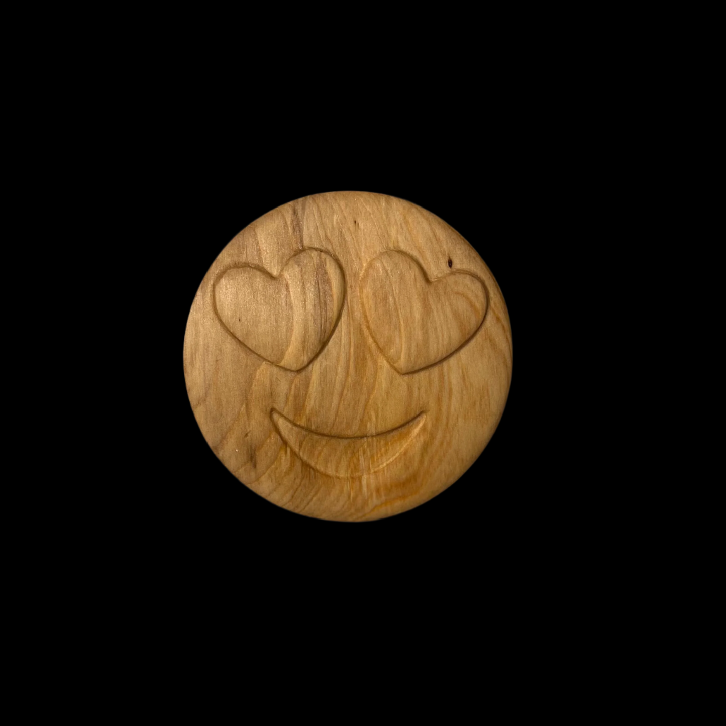 Handcrafted Wooden Heart-Eye Emoji – Cute & Fun Decorative Gift