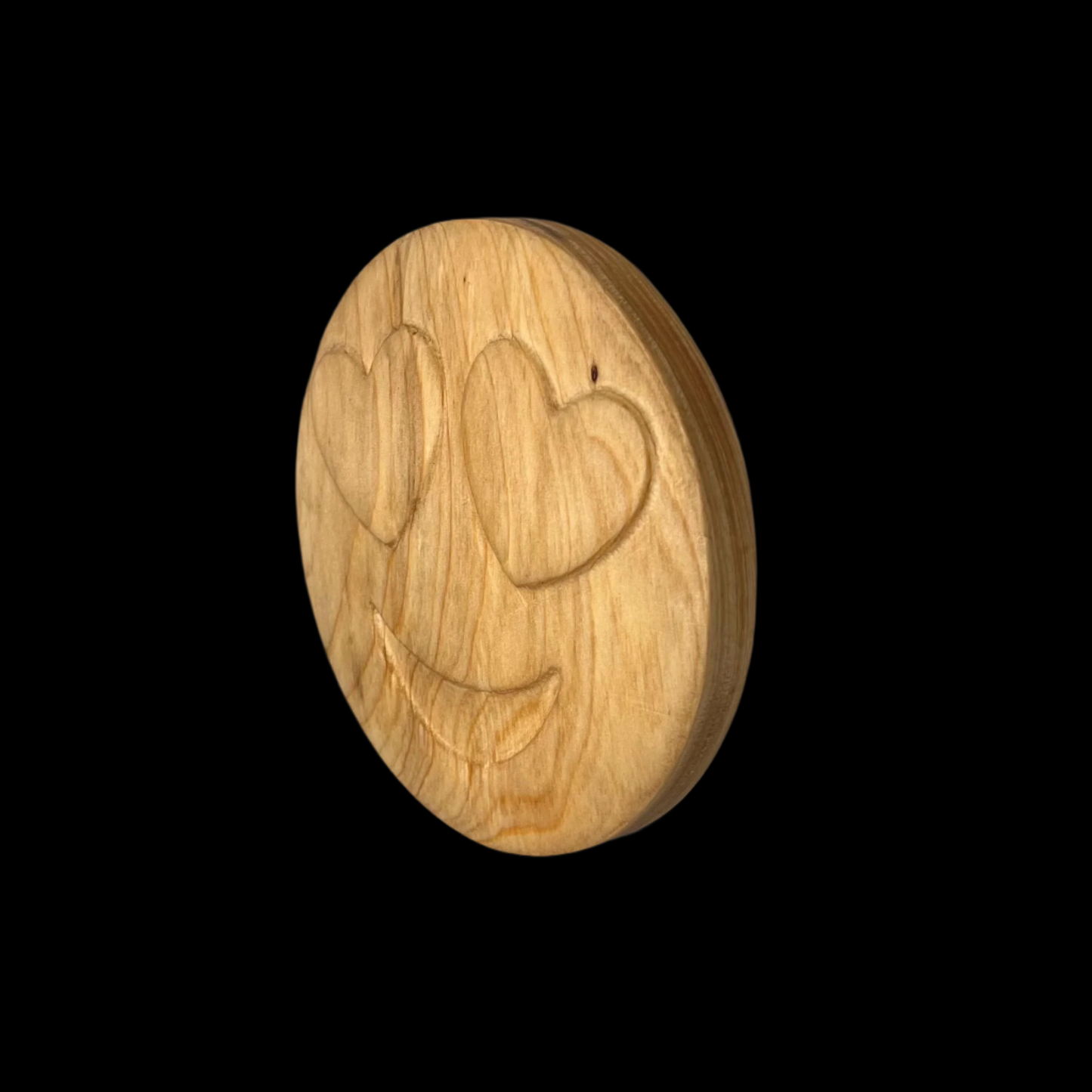 Handcrafted Wooden Heart-Eye Emoji – Cute & Fun Decorative Gift
