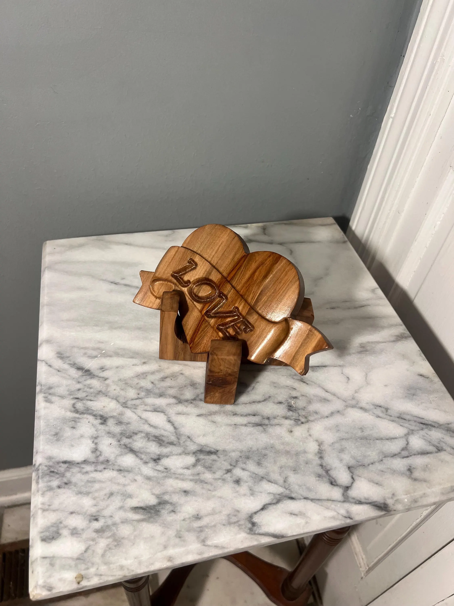 Handcrafted Wooden “LOVE” Heart with Banner – Rustic Home Accent