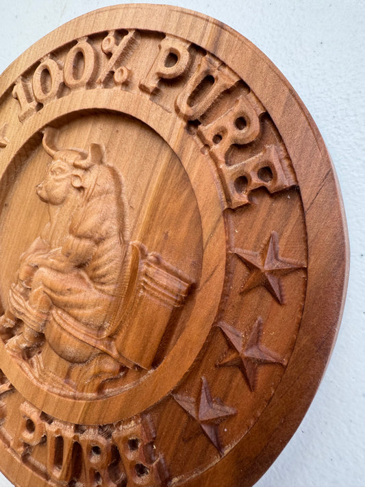 Funny 3D Carved Wood Sign, Bull on Toilet, Rustic Gag Gift