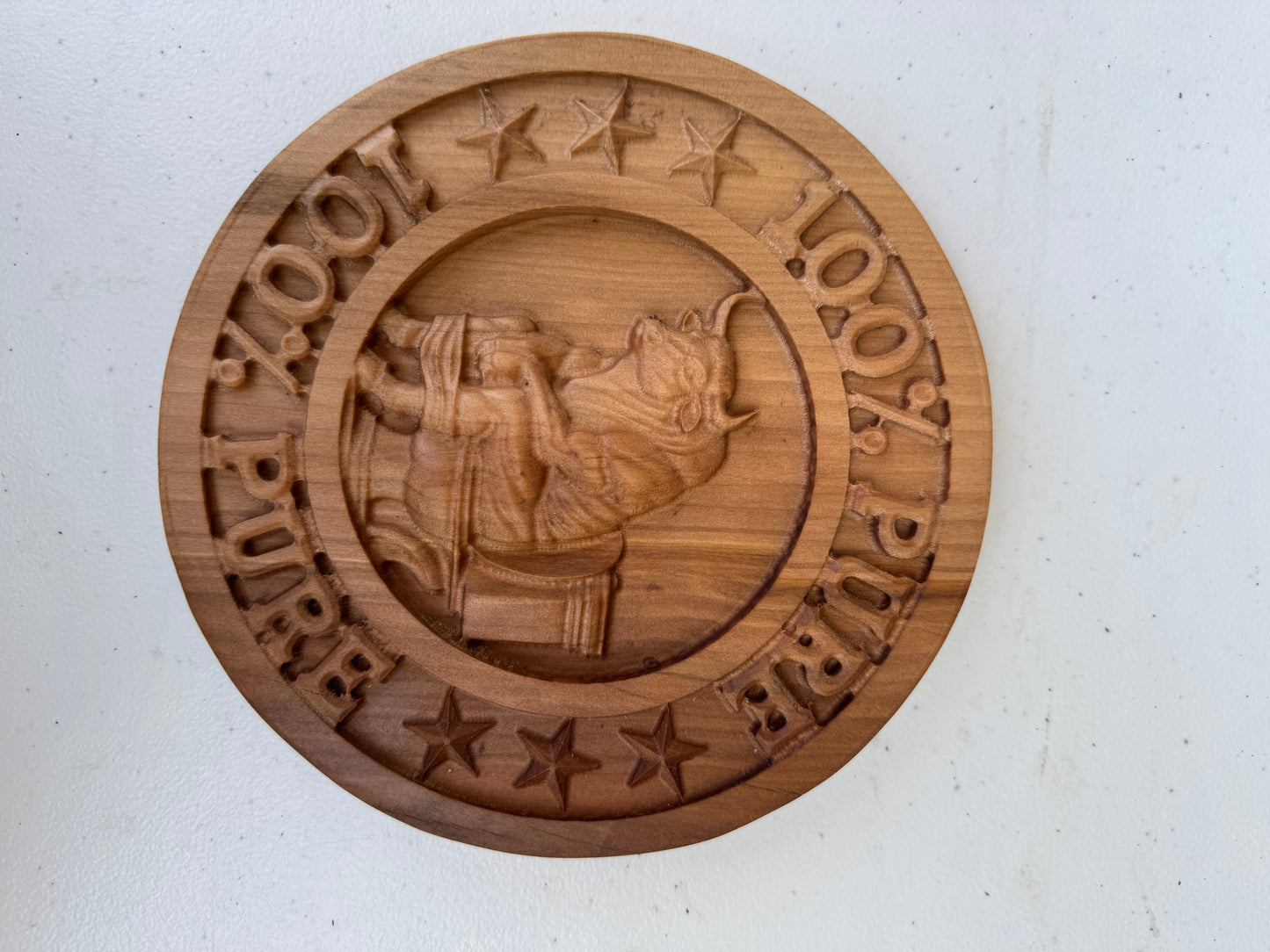 Funny 3D Carved Wood Sign, Bull on Toilet, Rustic Gag Gift