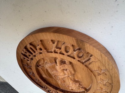 Funny 3D Carved Wood Sign, Bull on Toilet, Rustic Gag Gift