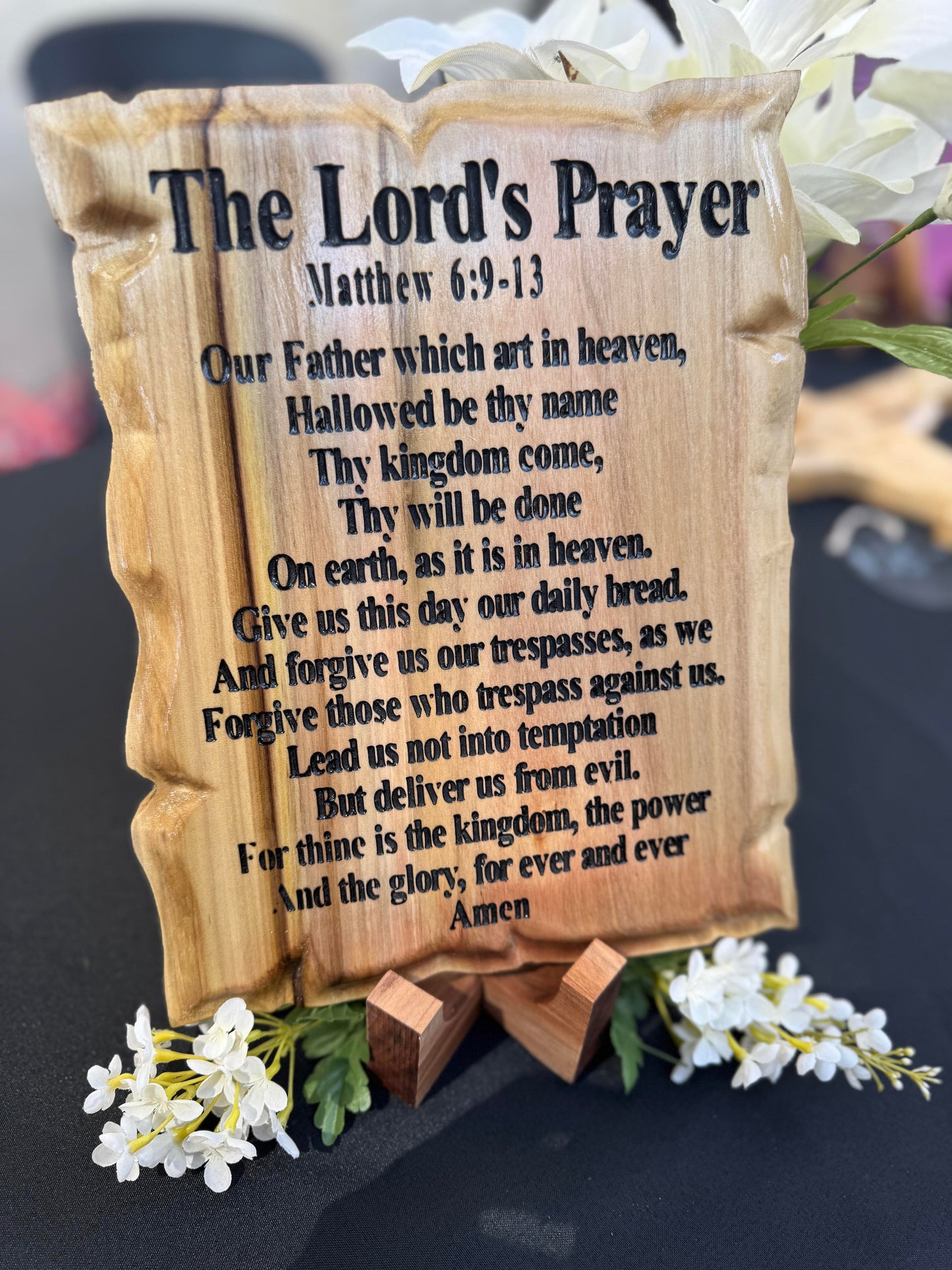 Engraved Lord's Prayer Wall Plaque-Handcrafted Poplar Wood-Christian Home Decor-Hand Carved Religious Gift-Matthew 6:9-13- Wall Art