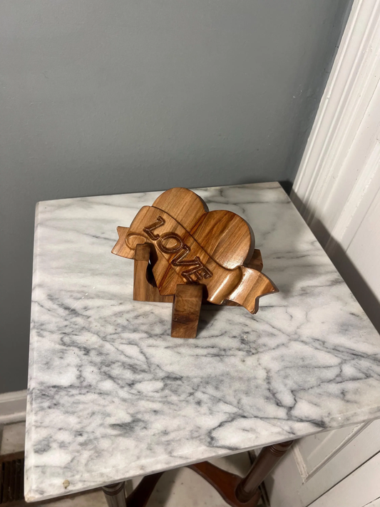 Handcrafted Wooden “LOVE” Heart with Banner – Rustic Home Accent
